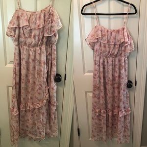 Fab’rik boutique brand dress. Never worn, light pink floral pattern. Ruffles.